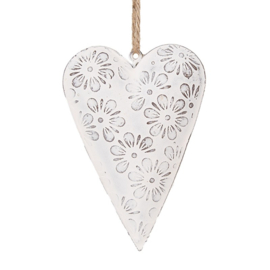 Decoratieve hanger hart wit (S) 11*2*8