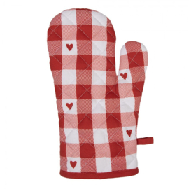 Ovenhandschoen Love It hartjes rood/wit