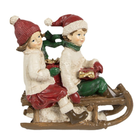 Kerst decoratie kinderen op slee 12*6*11