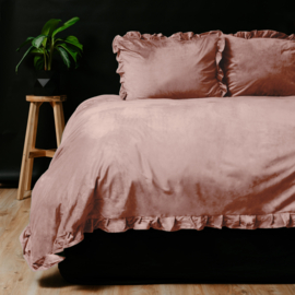 Dekbedovertrek Velvet Ruffels oudroze 240*200/220