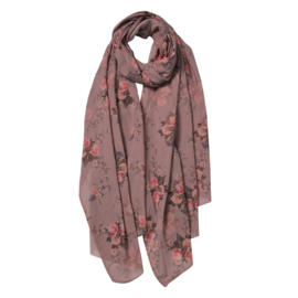 Sjaal met romantische rozenprint roze