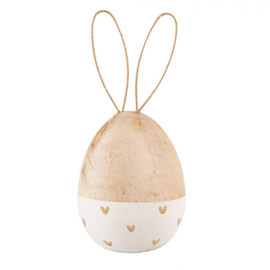 Houten ei konijn wit 6*14