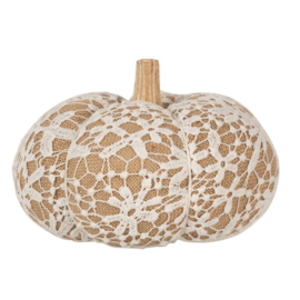 Decoratie pompoen met kant 20*17