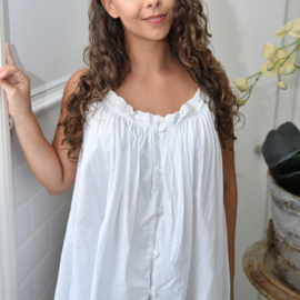 Romantische witte pyjama mouwloos met knoopsluiting M/L