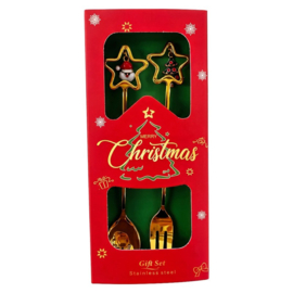 Dessert bestekset (2) goudkleurig ster Kerst