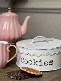 Koekjestrommel Cookies wit 20*9