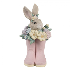 Konijn in roze laarzen met bloemen