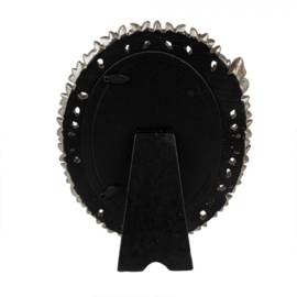 Ovale fotolijst bloemetjes en vlinders mat zilverkleur 10*15