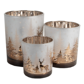 Set van 3 waxinelichthouders Hert zilver/goud