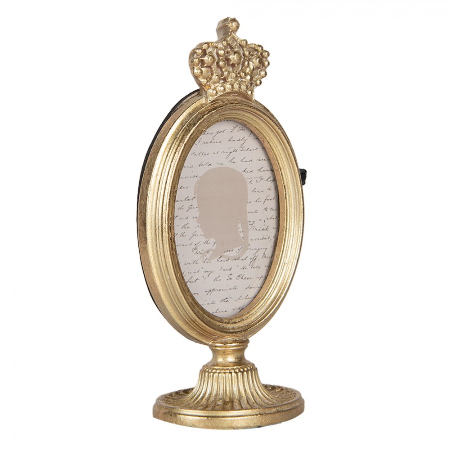 Ovaal fotolijstje op voet kroon goudkleur 7*9
