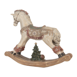 Kerstdecoratie hobbelpaard roosjes 55*14*46