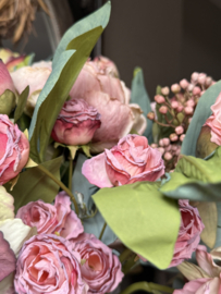 Kunstbloem met rozen roze 55 cm
