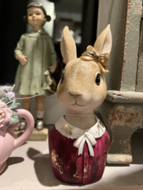 Decoratie konijn buste bordeaux rood 7*17