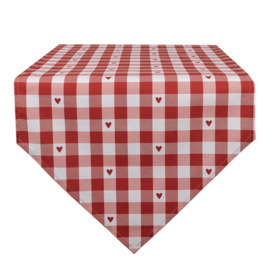 Tafelloper Love It hartjes rood/wit