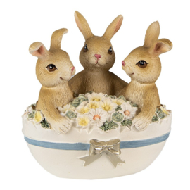 Decoratie ei met 3 konijntjes