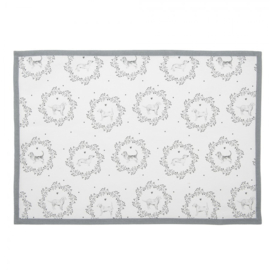 Stoffen placemats (6) wit/grijs hond