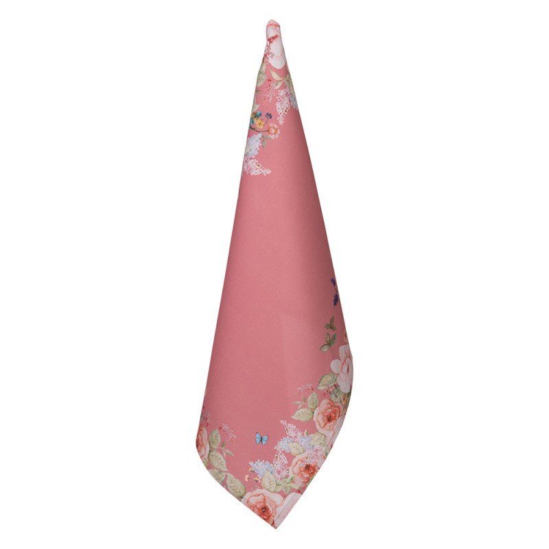 Keukendoek roze met bloemen