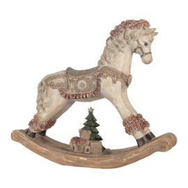 Kerstdecoratie hobbelpaard roosjes 55*14*46