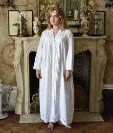 Romantisch nachthemd/kamerjas Claudia wit