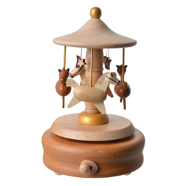 Houten muziekdoos paardjes 11*17