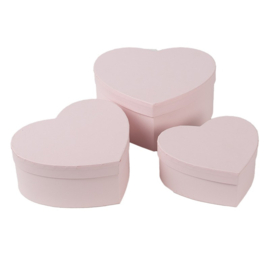 Dozenset (3) hartvorm roze