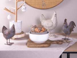 Decoratie haan grijs/bruin 19*9*24