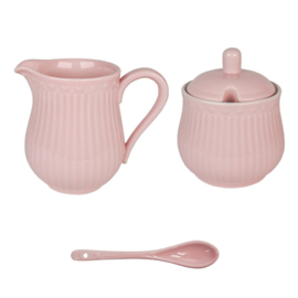 Melk en suikerpot LOVE roze incl lepel