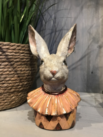 Decoratie konijnen hoofd oranje/roze