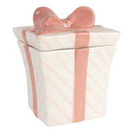 Voorraadpot Kado roze/wit keramiek 14*14*17