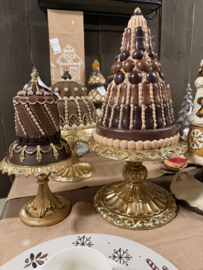 Luxe decoratie taart op goudkleurige voet 24*45