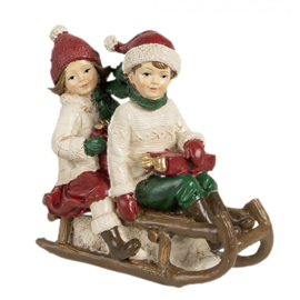 Kerst decoratie kinderen op slee 12*6*11