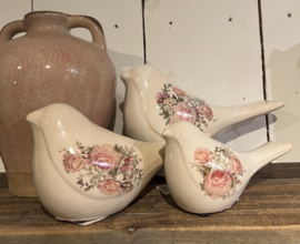 Decoratie vogel met rozen 25*10*13