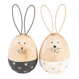 Houten ei konijn wit 6*14