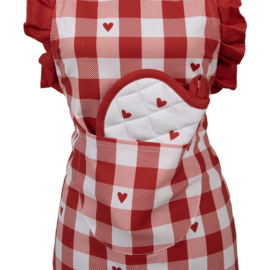 Kinder Keukenschort Love It hartjes rood/wit