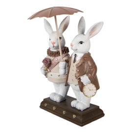 Decoratie konijnenstel met paraplu 13*6*16