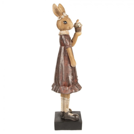 Decoratie konijn meisje met cupcake bruin/goud