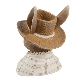 Decoratie mevrouw konijn met stro hoed 15*15