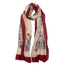 Dames sjaal bloemenprint rood