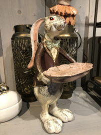 Decoratie konijn met dienblaadje 30cm