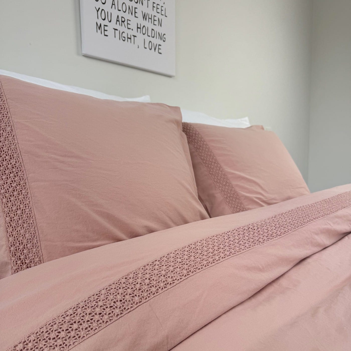 Landelijk dekbedovertrek Maryland oudroze 240*220