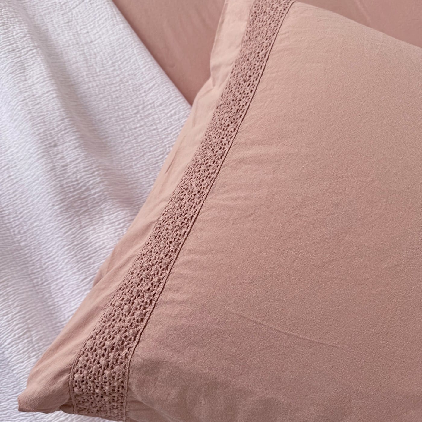 Landelijk dekbedovertrek Maryland oudroze 240*220