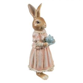 Decoratie konijn met theepot 11*11*26