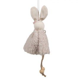 Paashanger konijntje met jurkje beige 16 cm