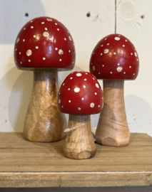 Houten decoratie paddenstoel (S)