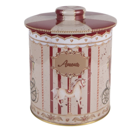 Nostalgisch bewaarblik rood/beige 15*17
