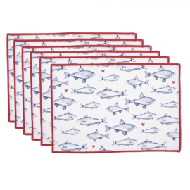 Stoffen placemats (6) Sun Sea and Fish