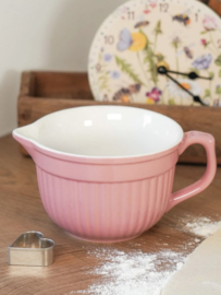 Kleine beslagkom met tuit roze 18 cm