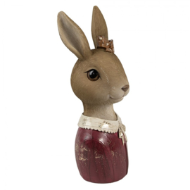 Decoratie konijn buste bordeaux rood 7*17