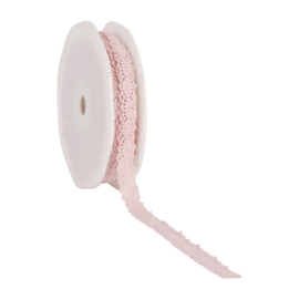Nostalgisch kanten lint op rol roze 12mm x 10 meter