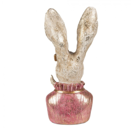 Decoratie konijnen hoofd roze met strikje